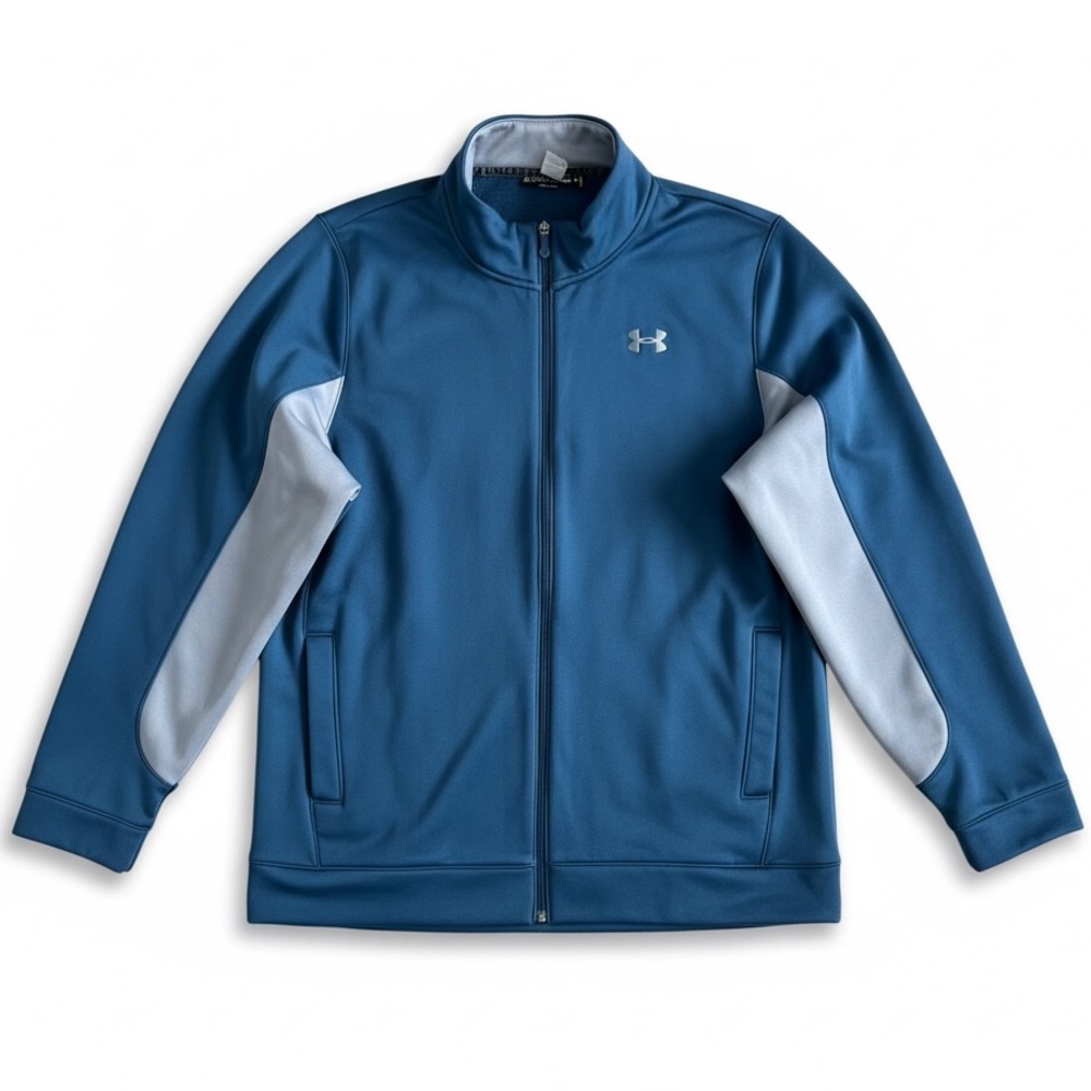 Under Armour Fleece Lined Track Jacket Lightweight Blue Full Zip Athletic XL